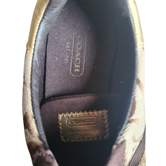Coach Signature Canvas Sneakers Women’s 8M Brown Gold Katelyn - Picture 8 of 9